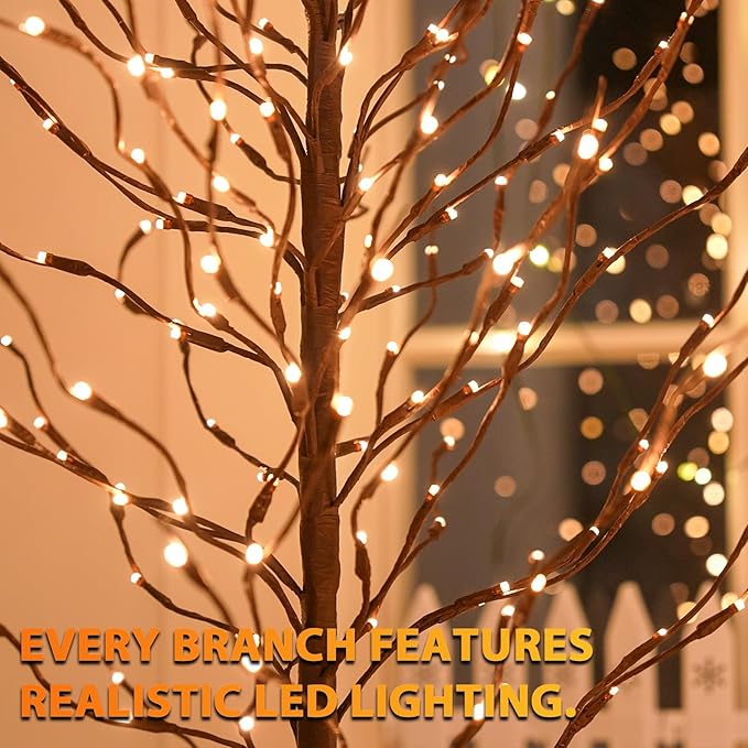 Star Light Trees, 6ft Lighted Branches with Warm White Fairy Lights, Indoor Outdoor Christmas & Wedding Decor (Brown Branch Star Trees)