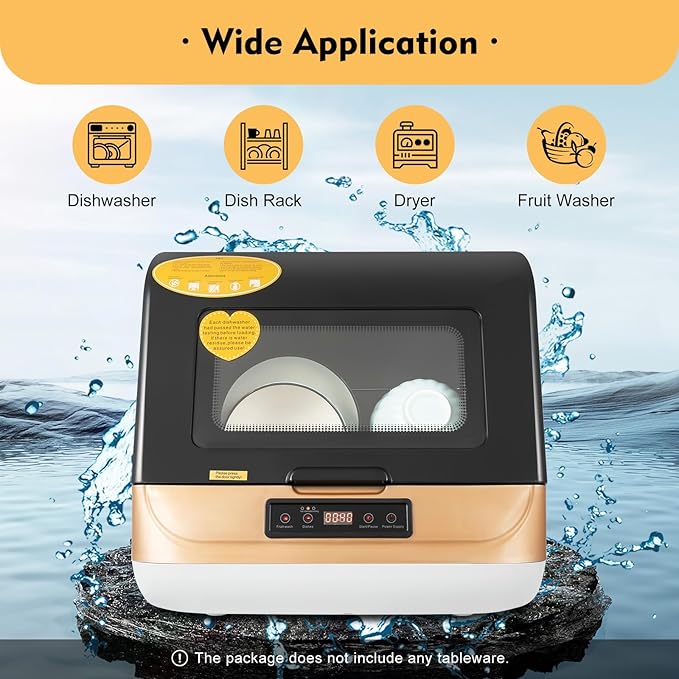 Countertop Dishwasher,1200W Portable Dishwasher with 4 Washing Programs, Air-Dry Function and LED Light 110V Stainless Steel Automatic Dishwasher Deep Heating Cleaning Machine for Apartment, Dorms,RVs