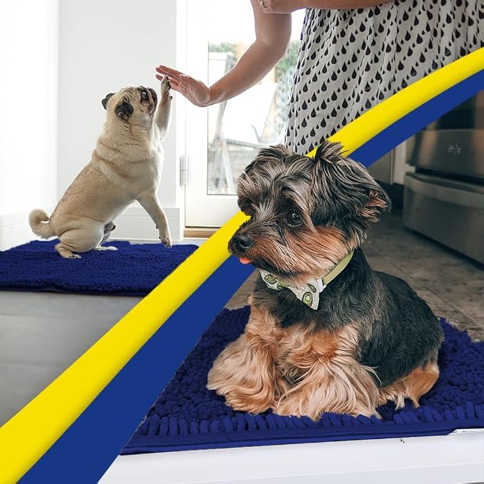 Muddy Mat® | Super Water Absorbent Door Mat Indoor, Microfiber Quick Dry Chenille Entryway Rug, Slip Resistant Front Door Mat, Indoor Mats for Entryway, Machine Washable Pet Rug, Navy Blue 3ft x 3ft