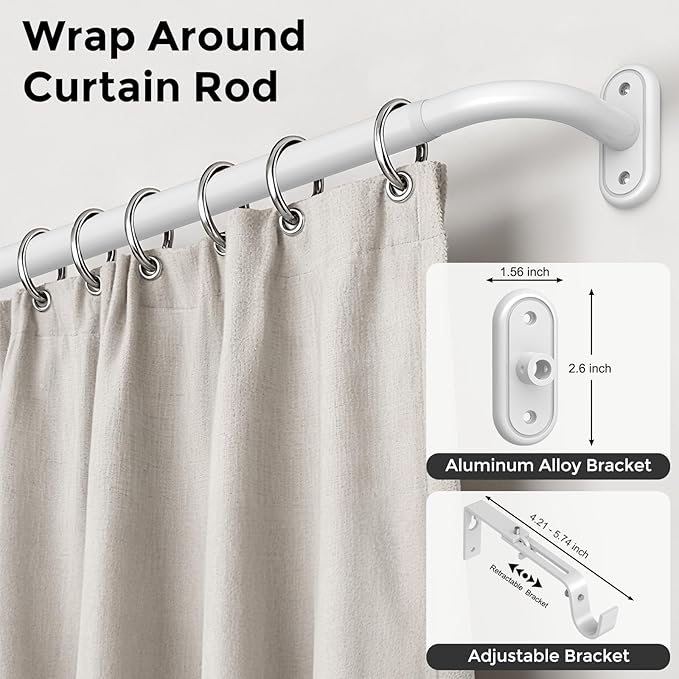 Curtain Rods 32-46 Inch, 1 Inch Adjustable Heavy Duty Room Darkening Window