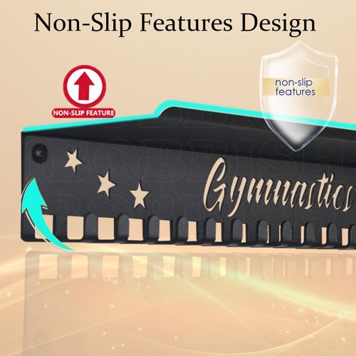 iBobbish Metal Medal Hanger Display,Non-Slip Trophy Shelf with 20 Hooks,Wall Mount,Heavy Duty,Non-Bent,Holds 22-33lbs,for Gymnastics,Race,Soccer,Swim