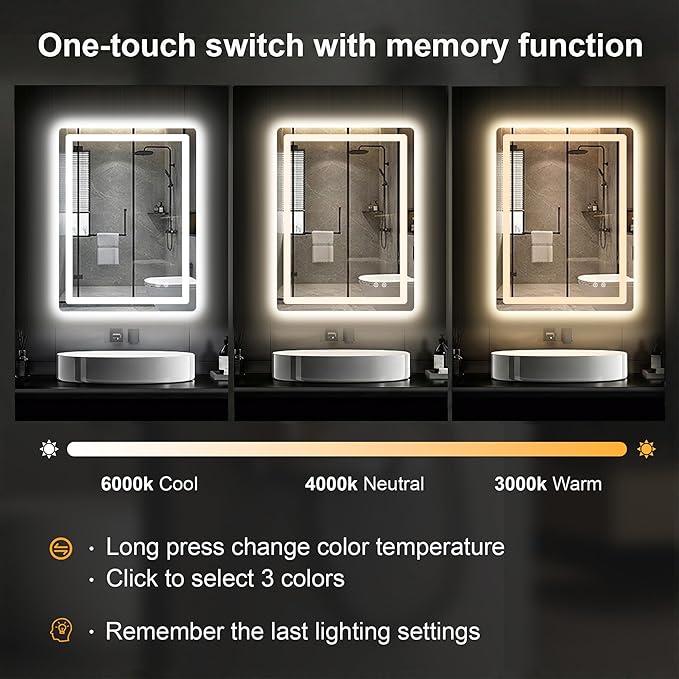 AMOISE LED Bathroom Vanity Mirror