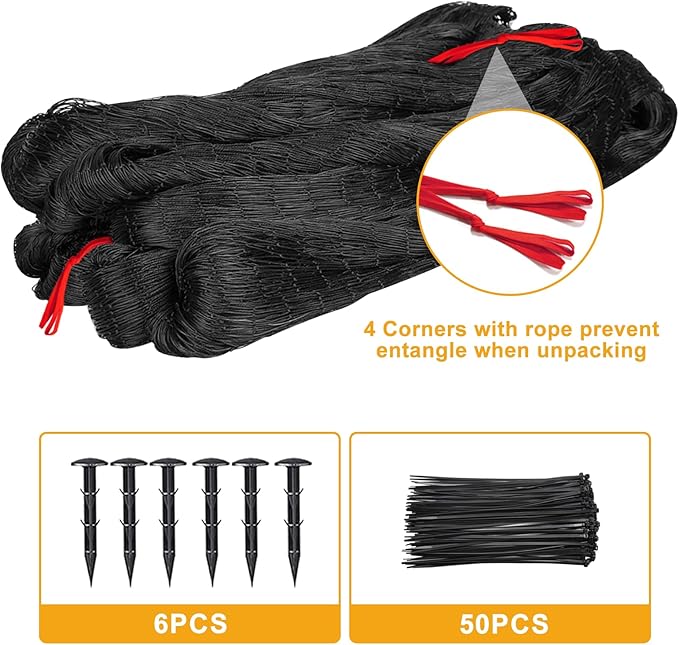 BSTPCOO Bird Net 25'x25' with 2.4" Square Mesh Bird Netting for Chicken Coop Roof, Poultry Netting Heavy Duty Nylon for Garden, Chicken Netting Fruit Tree Netting, Hawk Netting for Chicken Run