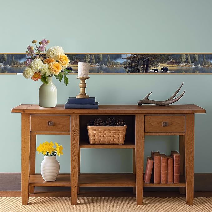 Forest Lake Wallpaper Border 196x4 Inch Peel and Stick Wall Border Self