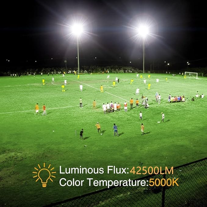 300W LED Flood Light (2000W Equivalent), Super Bright 42,500LM 5000K Daylight IP66 Waterproof Security Outdoor LED Arena Lights Commercial Lighting Floodlight for Backyard|Court|Stadium|Yard