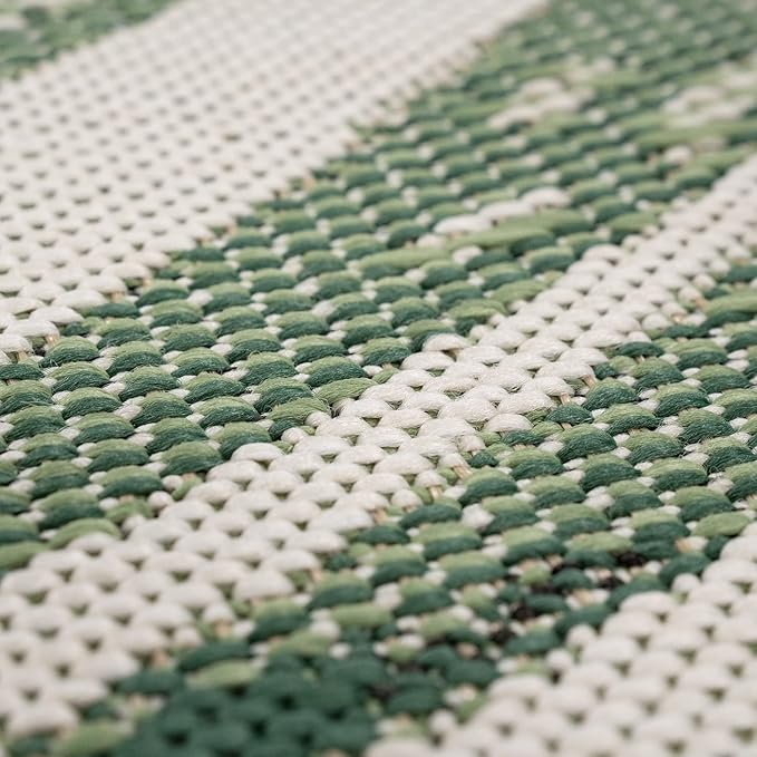 Outdoor Rug Beige Green with Floral Palm Leaf Design Waterproof, Size: 2'8" x 4'11"