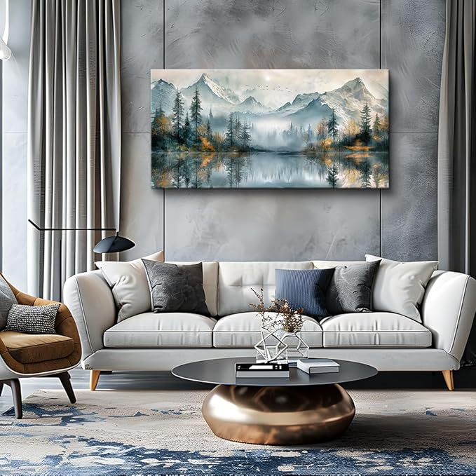 MHARTK66 Large Wall Art For Bedroom Canvas Wall Decor For Living Room Modern Office Decorations Lake View Wall Paintings Forest Trees Landscape Pictures Canvas Artworks Ready To Hang Home Decor