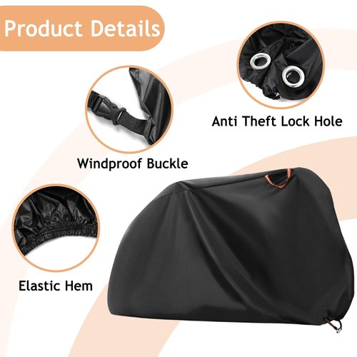 Amazing Fair Bike Cover - Fits 1, 2 Bikes, Durable Nylon Fabric, UV Resistant & Dustproof, Outdoor Storage