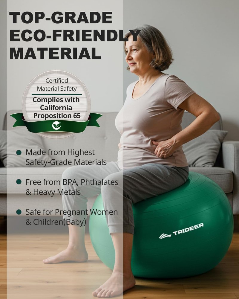 Trideer Exercise Ball for Physical Therapy, Yoga, & Workout Fitness - Core Strength, Balance & Flexibility