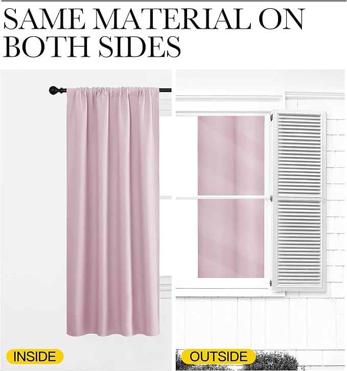 NICETOWN Kitchen Curtains, Baby Pink, Short Blackout Curtains & Drapes