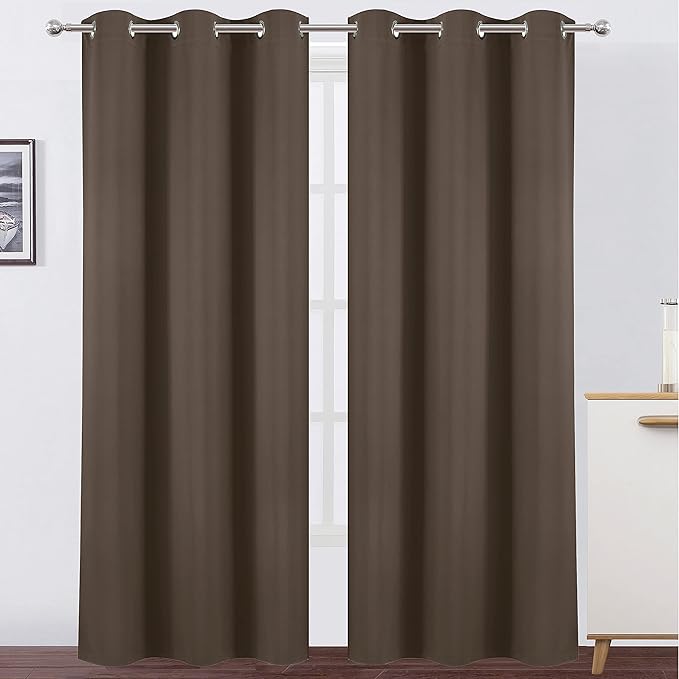 LEMOMO Chocolate Thermal Blackout Curtains/42 x 84 Inch/Set of 2 Panels Room