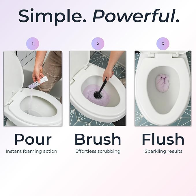 SplaShh 5 in 1 Foaming Toilet Bowl Cleaner, 30 Powder Packets, Fresh Citrus Scent, No Harsh Chemicals, Easy Clean, Replaces Sprays, Pods & Tablets, Stain & Odor Remover, Convenient Pouches