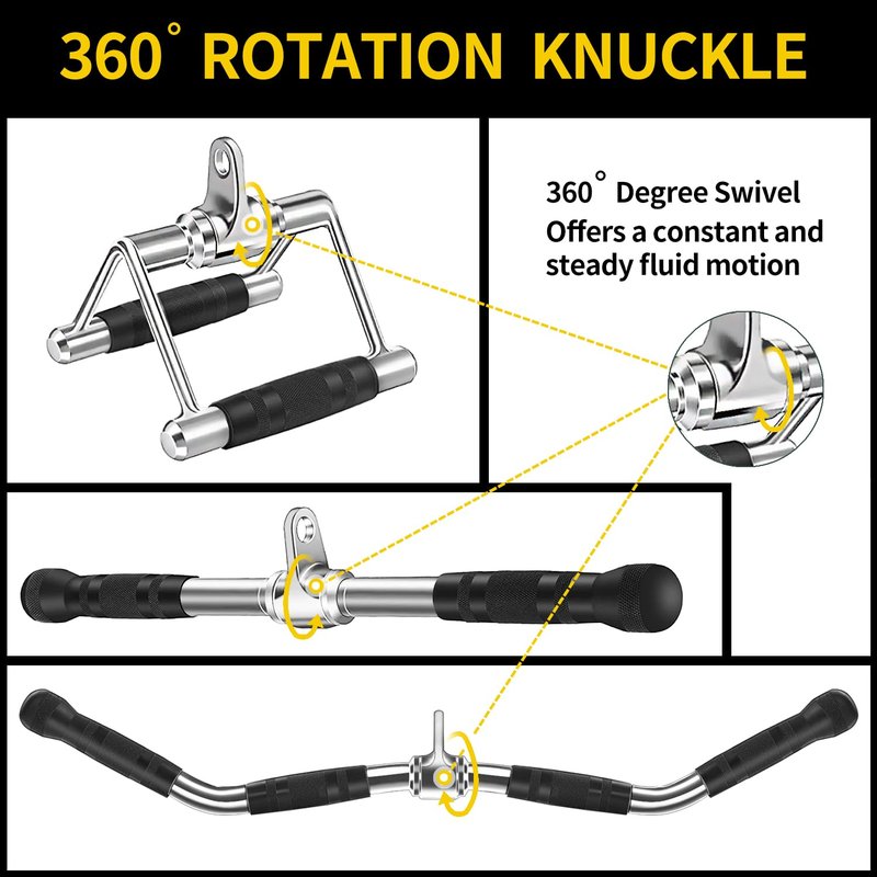 Cable Machine Attachment, LAT Pulldown Attachments, Home Gym Accessories, Triceps Pull Down Attachment (V Handle + Row Handle + Rotating Bar + Tricep Rope + Ankle Straps + D Handle + Curl LAT Bar)