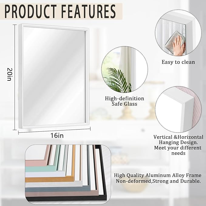 AAZZKANG Wall Mirror Large Rectangular White Mirrors