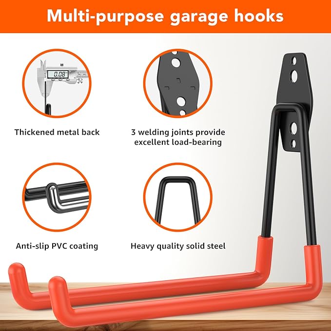 42 Pack Garage Hooks with Anti-Slip Coating Heavy Duty Wall Mount Hooks