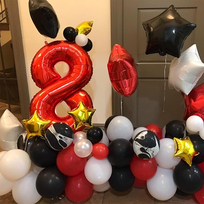 Red Foil Balloon Number 8 for Boys, 40'' Giant Self Inflating Number Balloons Set 0-9, Large Number 8 Helium Balloon for Girls Women 8th Birthday Graduation Anniversary Party Decorations Supplies