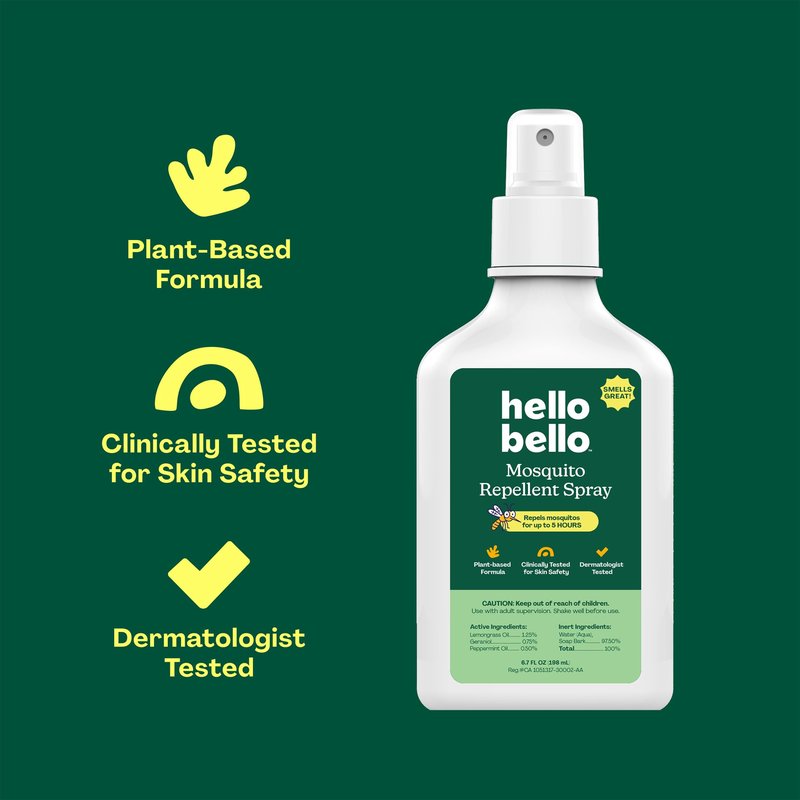 Hello Bello Mosquito Repellent Spritz, Made with Lemongrass and Peppermint Oils, 6.7oz Bottle