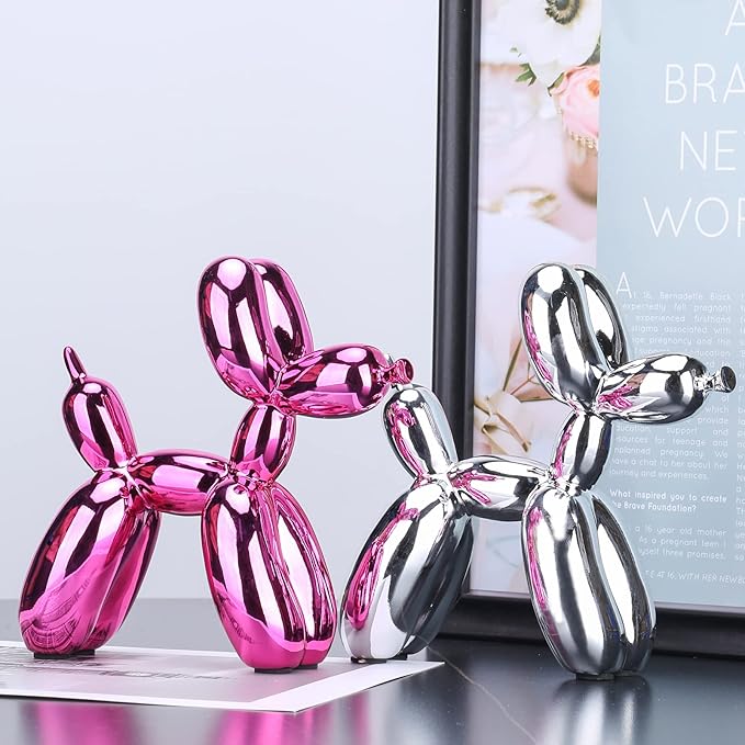 Balloon Dog Sculpture Modern Home Decor Collectible Figurines Funky Statues for Bedroom Trendy Animal Decor for Coffee Table Living Room Decor