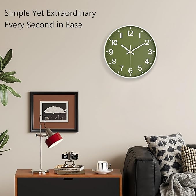 Wall Clocks Battery Operated, 12 Inch Non Ticking Wall Clock, Silent Analog