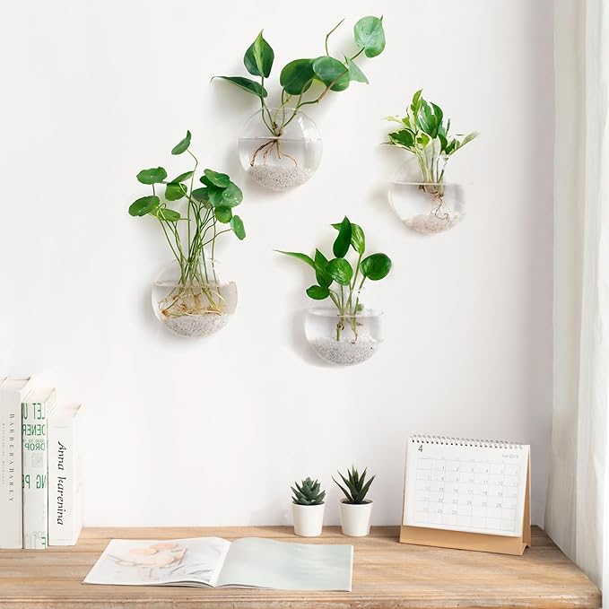 Mkono Wall Hanging Glass Terrariums Planter Oblate Flower Vase