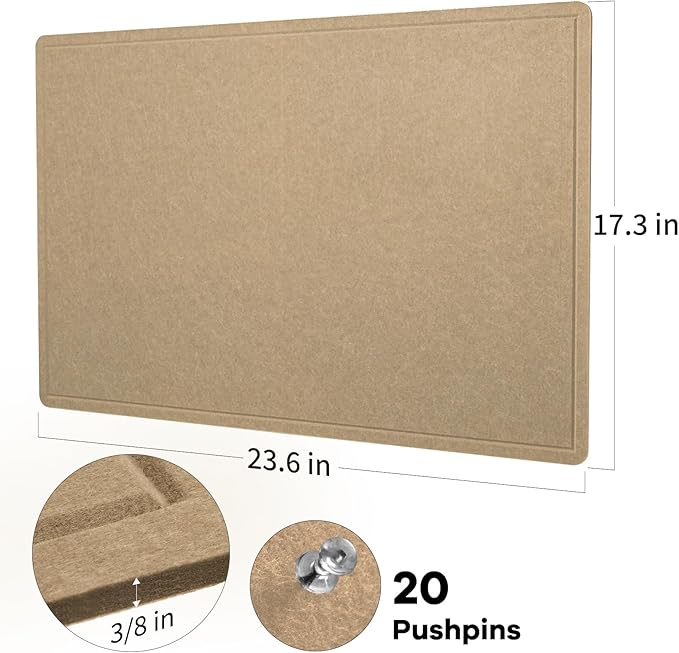 Bulletin Board, 24 x 18 inches Decorative Felt Pin Board, Cork Board Alternative