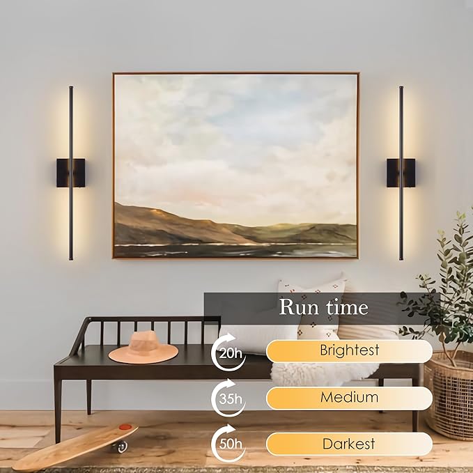 KARTOOSH 32.2 Inch 9 RGB Color Battery Operated Wireless Wall Sconces Set of Two