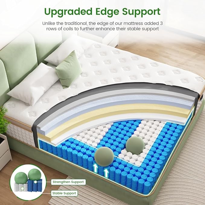 Firm King Mattress, [Enhanced] 12 Inch King Size Hybrid Mattress with Gel Memory Foam & Independent Pocket Springs, Pressure Relief, Strong Edge Support, 365-Night Trial, CertiPUR-US