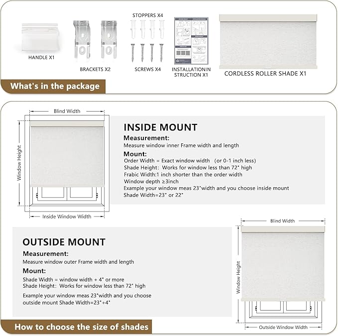 AOSKY Linen Roller Blinds Shades