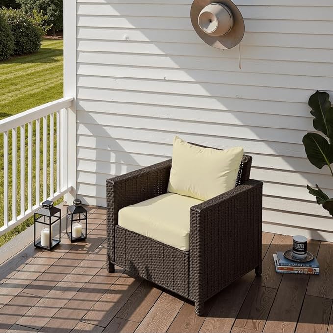 PatioGlow Outdoor Seat Cushion Set 22 x 22 x 4 Inch, Waterproof & Fade Resistant Patio Furniture Cushions with Removable Cover and Ties, Thick Deep Seating Pads for Outside Chair Sofa Couch, Yellow