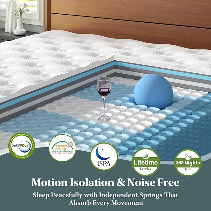 FP FLEXPEDIC Twin Mattress, 10 Inch Cooling Gel Memory Foam Single Mattress, Breathable Hybrid Pocket Spring Firm 7-Zone Mattress, Pressure Relief, Fiberglass-Free & CertiPUR-US, Odorless