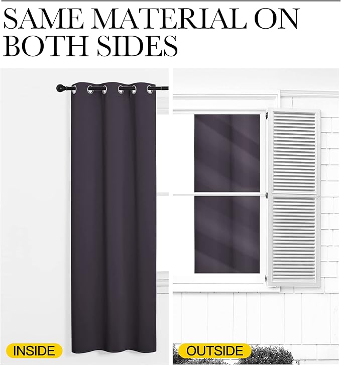 NICETOWN Greyish Purple Blackout Curtains 90 inches Length