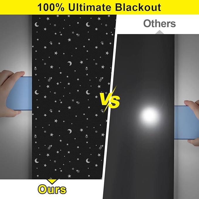 FADOTY 100% Blackout Window Cover Film, Portable Black Out Curtains