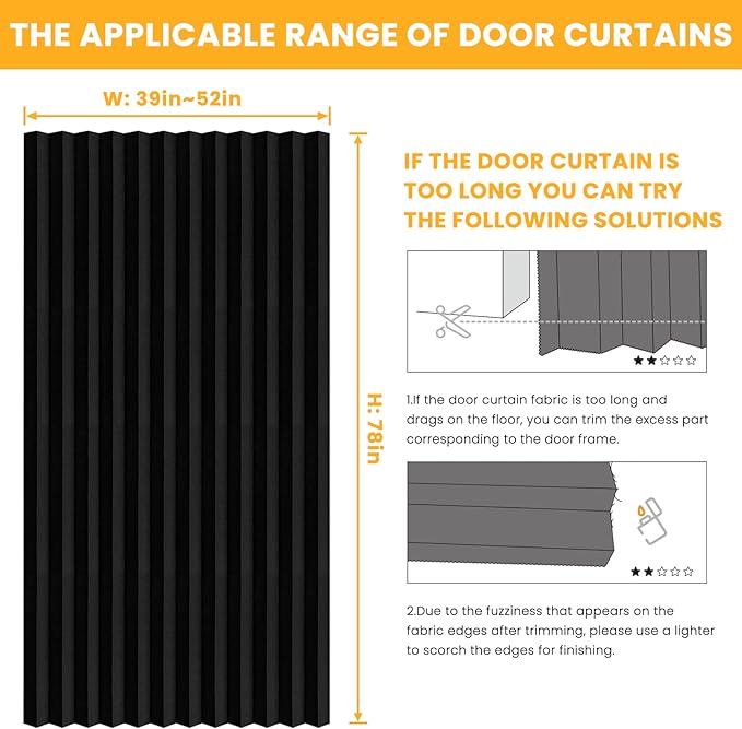 AJAZZ 100% Blackout Accordion Doors Interior Magnetic Door Curtain Folding