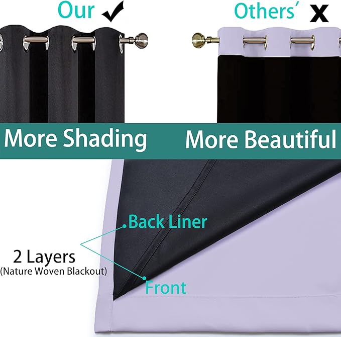 Yakamok 63 Inch Length 100% Blackout Curtains