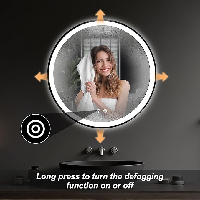 Sweetcrispy 36-Inch Round LED Bathroom Backlit Mirror