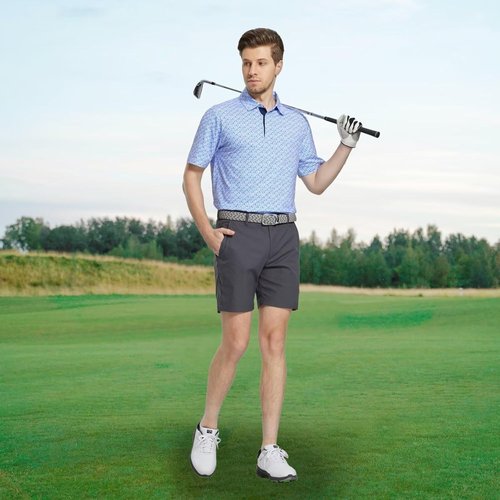 M MAELREG Men's Golf Polo Shirt - Short Sleeve, Moisture-Wicking, Performance Print Design