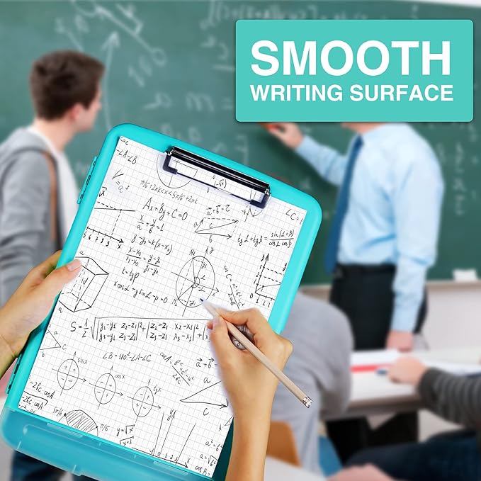 Sooez Clipboard with Storage, Clip Board 8.5 x 11 with Pen Holder, Plastic Organization Case Box for Letter Legal A4 Size Paper, Low Profile Clip, Nurses Teachers Must Haves, School & Office Supplies