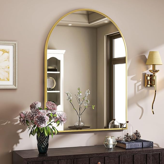 VooBang Arched Wall Mirror, 30 x 38 inch Arch Bathroom Mirror, Wall Mounted