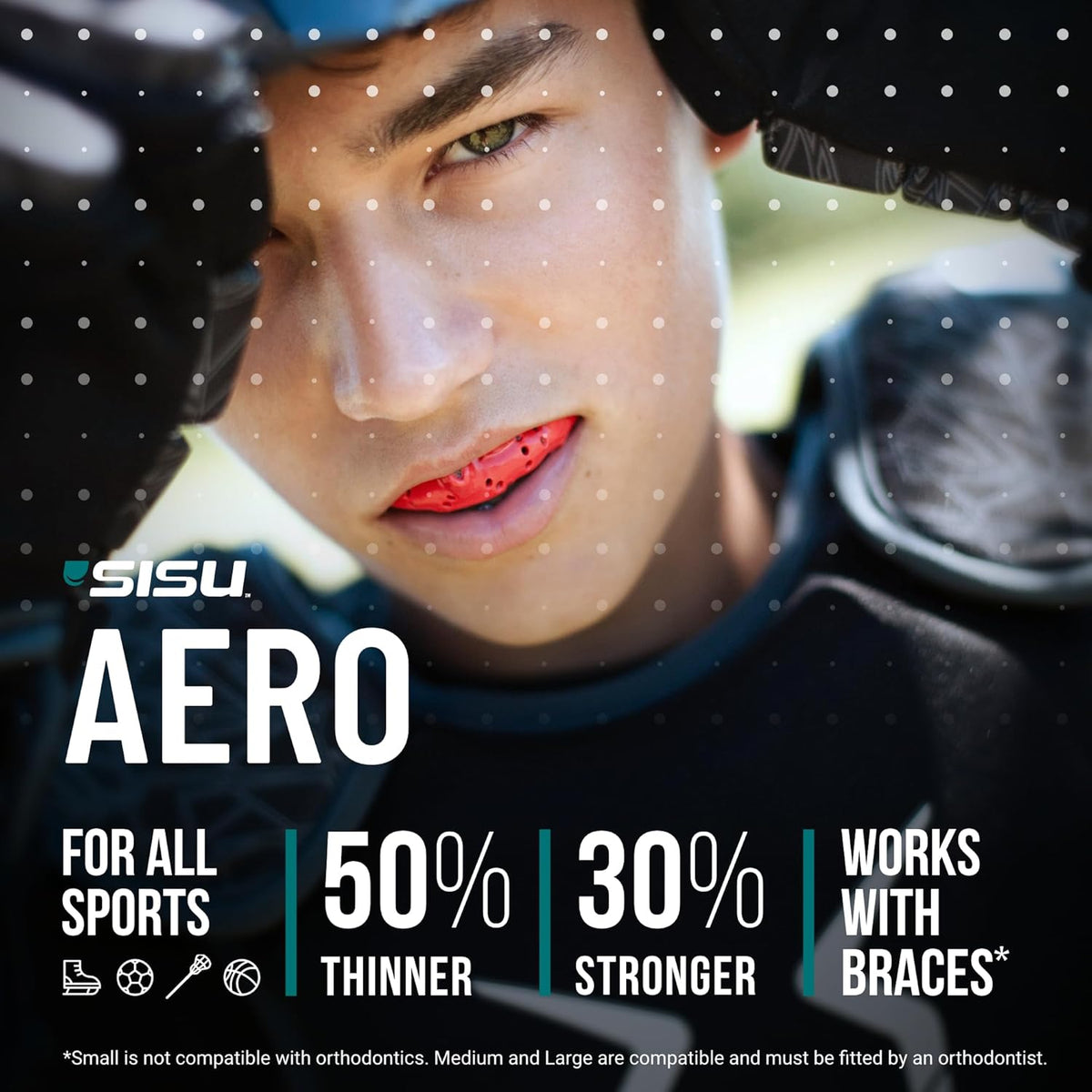 SISU Aero Medium Mouthguard - 30% Stronger Protection for Lacrosse, Football & Hockey | Remoldable & Ultra Slim