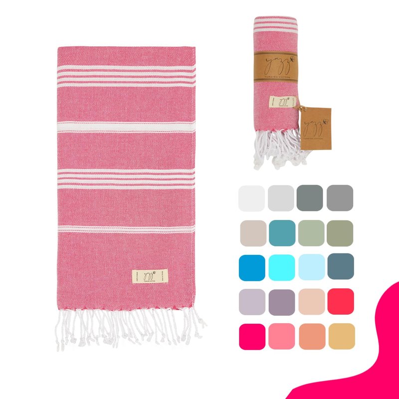Yazz Turkish Cotton Turkish Beach Towels Large Beach Towel 39x71 inch Pool Towels for Adults Quick Dry Cotton Beach Towel, Lightweight Travel Towel (Fushia)