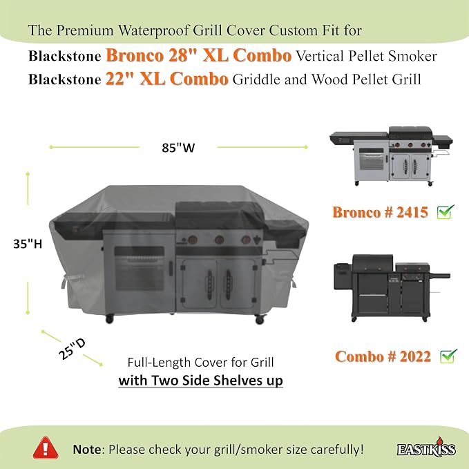 Grill Cover for Blackstone Bronco 28" XL Smoker Combo, Culinary 22" XL Griddle Pellet Grill Combo - Heavy Duty Waterproof Grill Cover for Blackstone 2415/2022 Grill Accessories