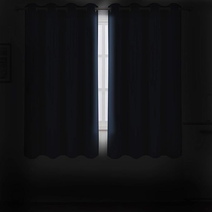 LEMOMO Navy Blue Blackout Curtains/52 x 45 Inch/Set of 2 Panels Room Darkening