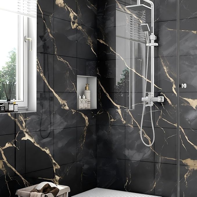 Chejiaye 10pcs Marble Peel and Stick Backsplash Waterproof Washroom Wall Panels
