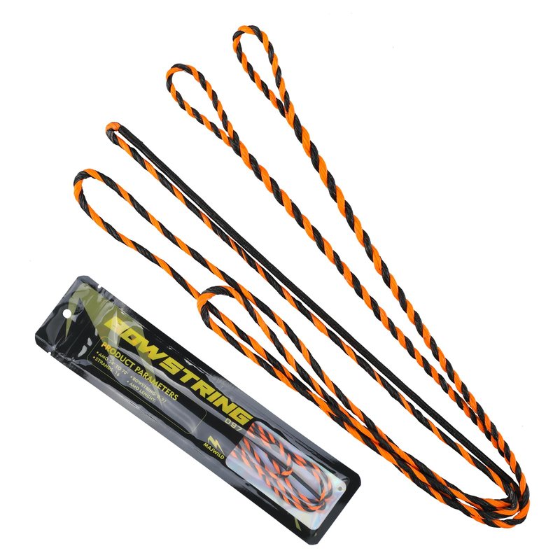 LWANO D97 Flemish Twist Bow String - Handmade Fast Flight Bow String Replacement Bowstring for Traditional Longbow Recurve Bow (Black+Orange, AMO 62"(Actual Length 59"))
