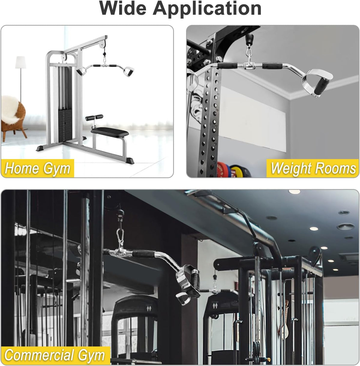 Skiennix LAT Pulldown Bar - Heavy Duty V-Shaped Cable Machine Attachment with Rubber Handgrips