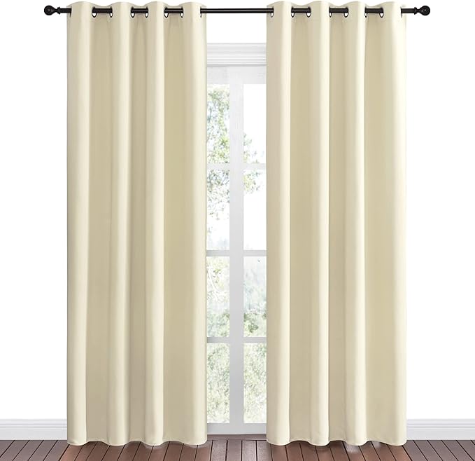 NICETOWN Beige Room Darkening Curtains 86" Long