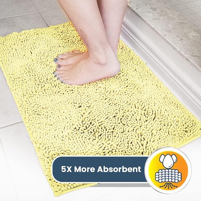 Muddy Mat® | Super Water Absorbent Door Mat Indoor, Microfiber Quick Dry Chenille Entryway Rug, Slip Resistant Front Door Mat, Indoor Mats for Entryway, Machine Washable Pet Rug, Yellow 24" x 44"
