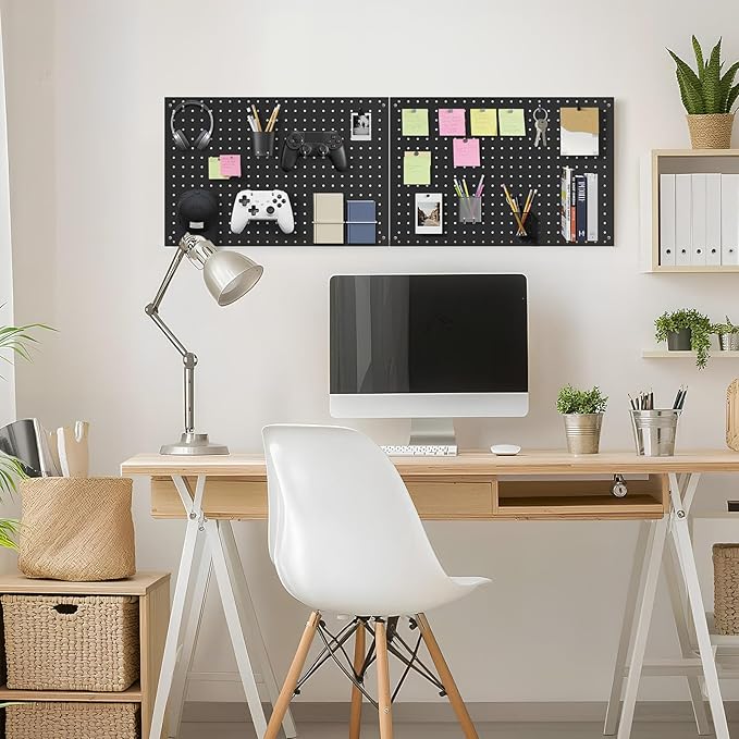 Peg Board, 3 Pack Metal Pegboard Panels Black Pegboards Wall Organizer