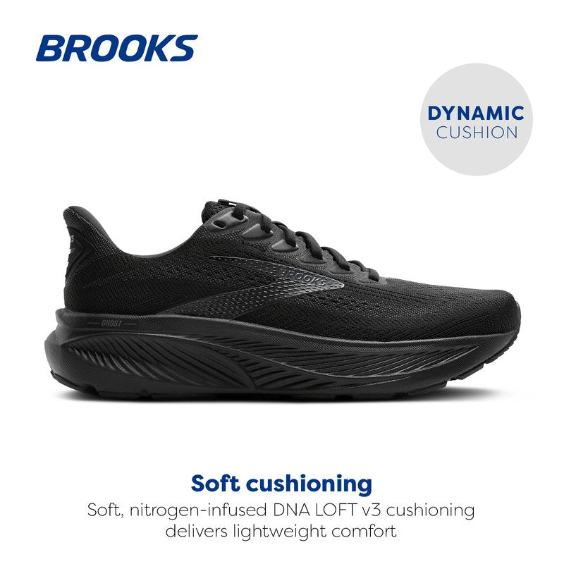 Brooks Women’s Ghost 17 Neutral Running Shoe - Black/Black/Ebony - 5.5 Wide