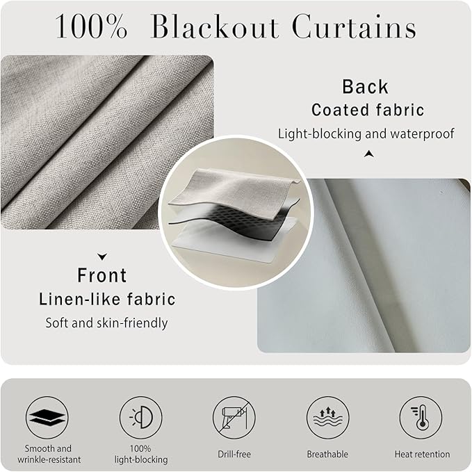 No-Drill 100% Blackout Window Curtain